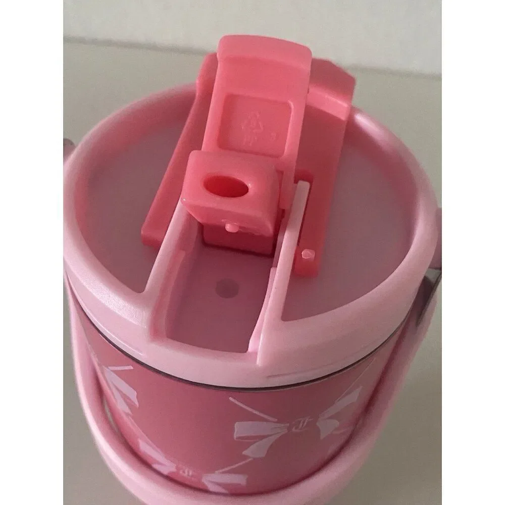 Juicy Couture Pink Bows 40 Oz Tumbler Stainless Steel Steel Oversized Handle NEW